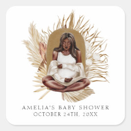 Boho Florals Baby Shower Quadratischer Aufkleber