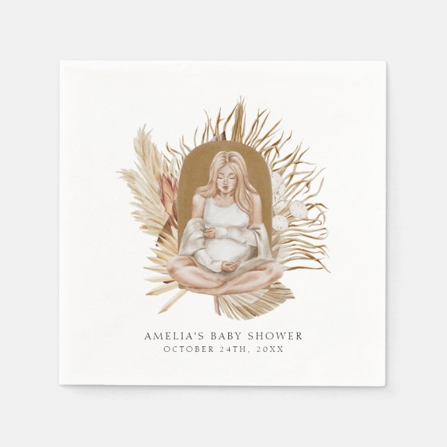 Boho Florals Baby Shower Serviette (Vorderseite)