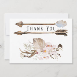 Boho Florals & Deer Antlers Arrows Danke, Cards Einladung