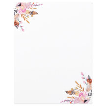 Boho florals federn weiße rosa Seite