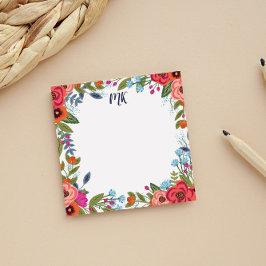 Boho Florals - Monogram Post-it Klebezettel