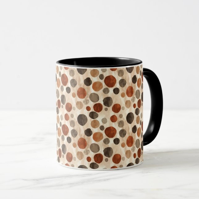 Boho Flow Shapes Tasse – Erdtöne Design (VorderseiteRechts)