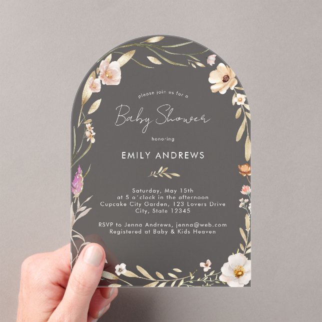 Boho Flower Baby Shower  Acryleinladungen (Insitu (Handheld))