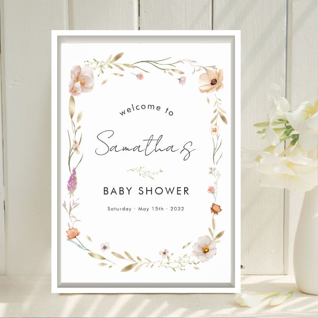 Boho-Flower-Baby-Shower-Empfang Poster (Boho Flower Baby Shower Custom Welcome Poster. Available in Prints & Instant Download)