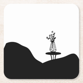 Boho Flower pot on table Rechteckiger Pappuntersetzer