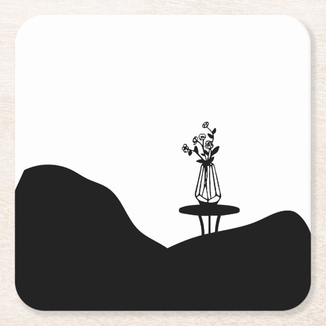 Boho Flower pot on table Rechteckiger Pappuntersetzer (Vorderseite)