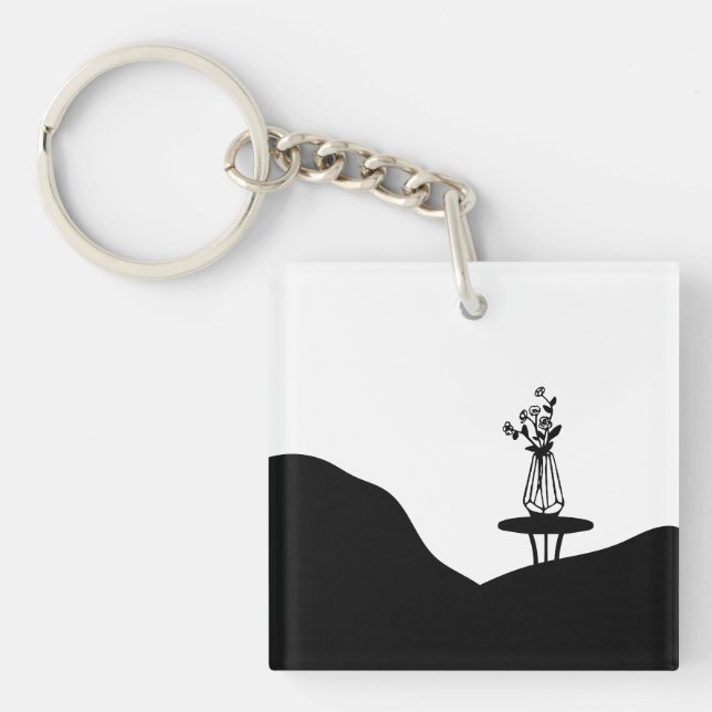 Boho Flower pot on table Schlüsselanhänger (Vorderseite)