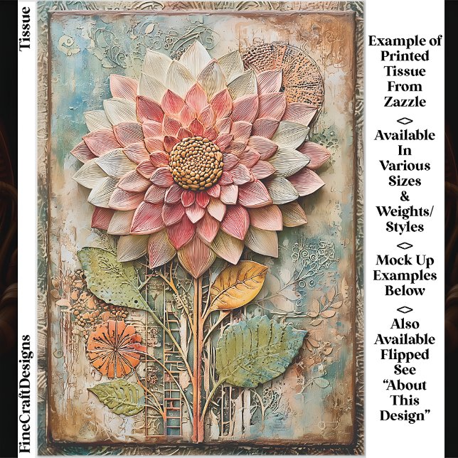 Boho Flower with Artisan Texture DZ9L Decoupage Seidenpapier (Von Creator hochgeladen)