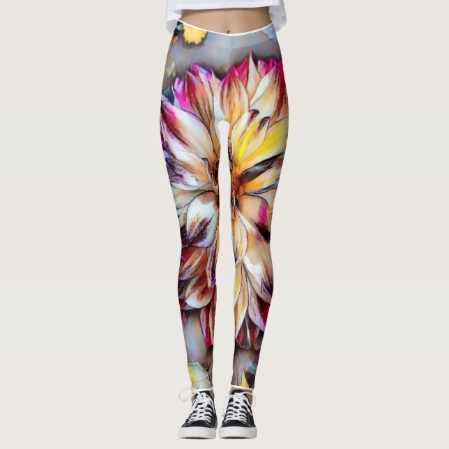 Boho Flower Yoga Pants Leggings (Vorderseite)