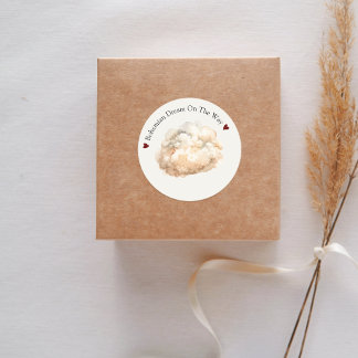 Boho Fluffy Cloud Beige Babydusche Runder Aufkleber