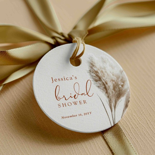 Boho Fluffy Pampas Grass Brautparty Geschenkanhänger (Von Creator hochgeladen)