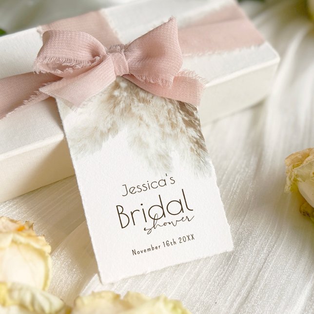 Boho Fluffy Pampas Grass Brautparty Vielen Dank Geschenkanhänger (Von Creator hochgeladen)