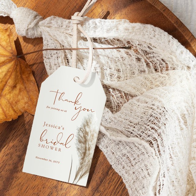 Boho Fluffy Pampas Grass Brautparty Vielen Dank Geschenkanhänger (Von Creator hochgeladen)