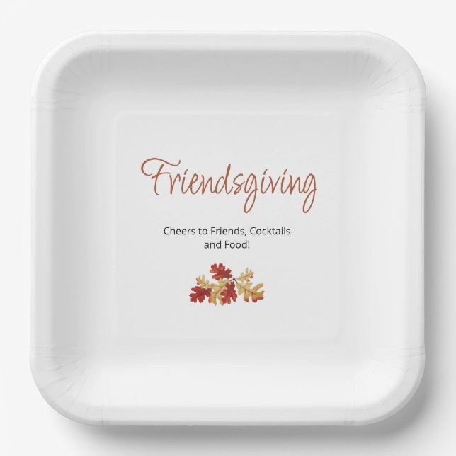 Boho Foliage Friendsgiving Moderner Erntedank Pappteller (Vorderseite)