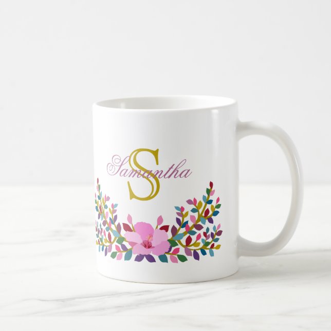 Boho Foliage Hibiskus Tasse (Rechts)