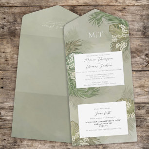 Boho Foliage Tropical Palm Verlass Budget All In One Einladung