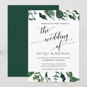 BOHO Foliage Wedding Minimalistisch Leaf Quadrat Einladung