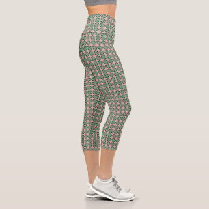 Boho Folk Art Eclectic Retro Weihnachtsmuster Capri Leggings