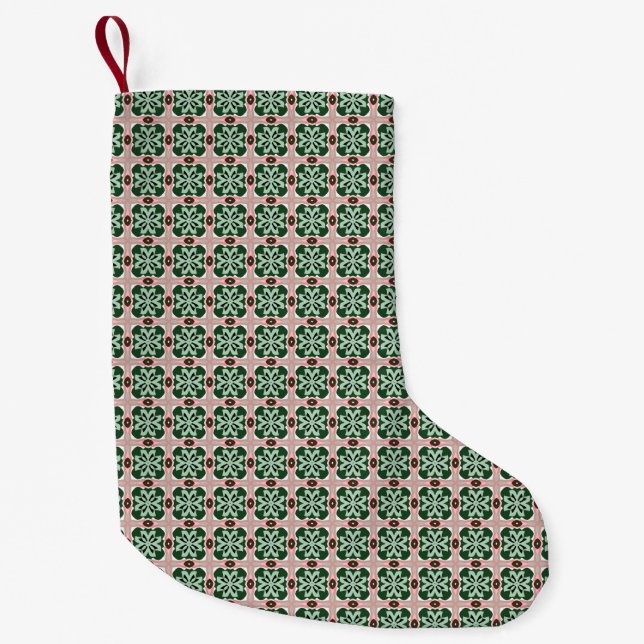 Boho Folk Art Eclectic Retro Weihnachtsmuster Kleiner Weihnachtsstrumpf (Vorderseite)