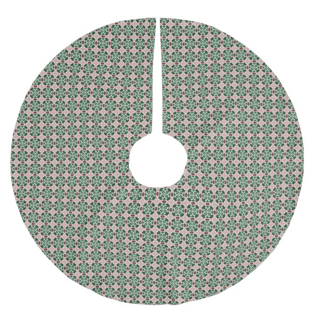 Boho Folk Art Eclectic Retro Weihnachtsmuster Polyester Weihnachtsbaumdecke (Vorderseite)