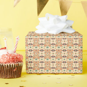 Boho-Folk-Art-Teddybär nahtloses Muster Geschenkpapier