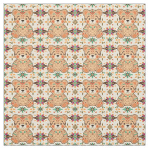 Boho-Folk-Art-Teddybär nahtloses Muster Stoff