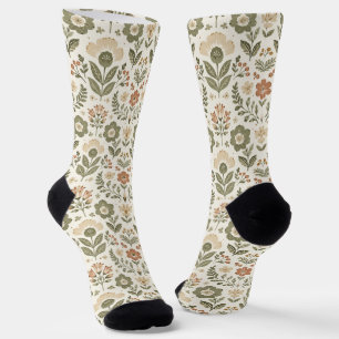 Boho-Folk-Blumen Erdtöne Socken