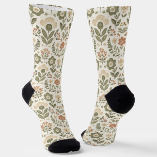 Boho-Folk-Blumen Erdtöne Socken