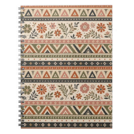 Boho-Folk-Blumen-Geometrisches Nahtloses Muster Notizblock