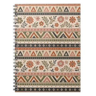 Boho-Folk-Blumen-Geometrisches Nahtloses Muster Notizblock