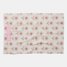 Boho Folk Cross Stitch Floral Kitchen Towel Geschirrtuch