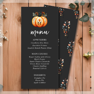 Boho Folk Pumpkin Erntedank Dinner Menu Menükarte