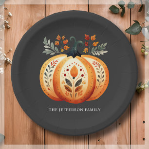 Boho Folk Pumpkin Erntedank Pappteller