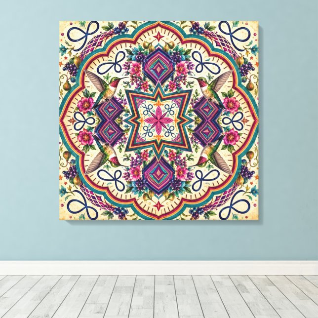 Boho-Folk-Wandkunst  Leinwanddruck (Insitu (Holzboden))