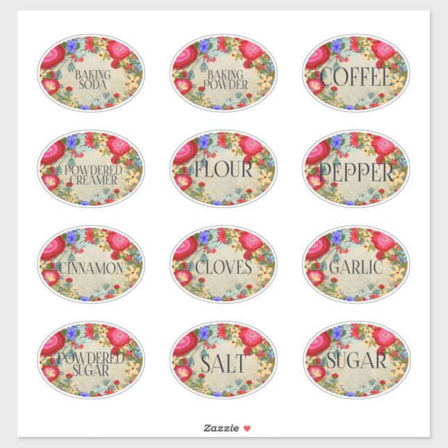 Boho Folkart Kitchen Spices Labels (Blatt)