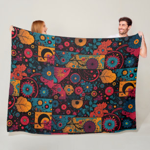 Boho-Folklore-Blumen- und Mandala-Muster-Decke Fleecedecke