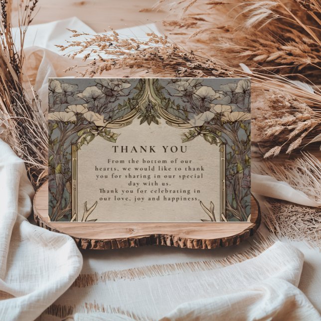 Boho Forest Antler Wedding Dankeskarte (Von Creator hochgeladen)