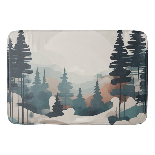 Boho Forest Landscape Artwork Badematte (Vorderseite)