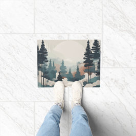 Boho Forest Landscape Artwork Fußmatte