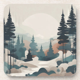 Boho Forest Landscape Artwork Getränkeuntersetzer