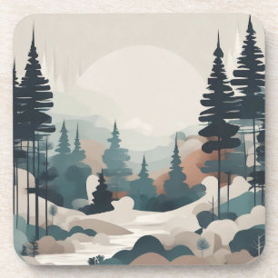 Boho Forest Landscape Artwork Getränkeuntersetzer