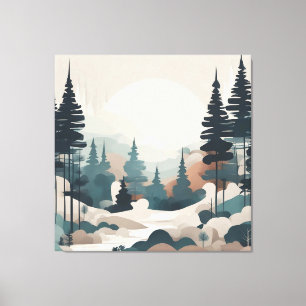 Boho Forest Landscape Artwork Leinwanddruck