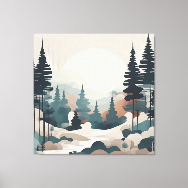 Boho Forest Landscape Artwork Leinwanddruck (Vorderseite)