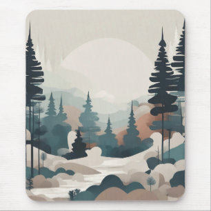 Boho Forest Landscape Artwork Mousepad