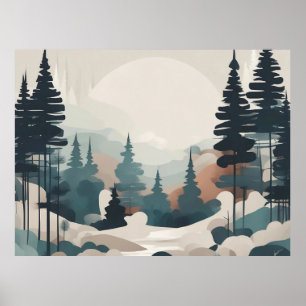 Boho Forest Landscape Artwork Poster