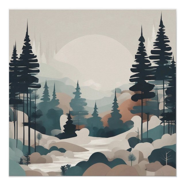 Boho Forest Landscape Artwork Poster (Vorderseite)