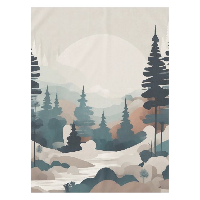 Boho Forest Landscape Artwork Tischdecke (Vorderseite)