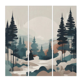 Boho Forest Landscape Artwork Triptychon