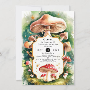 Boho Forest Mushroom Birthday Einladung