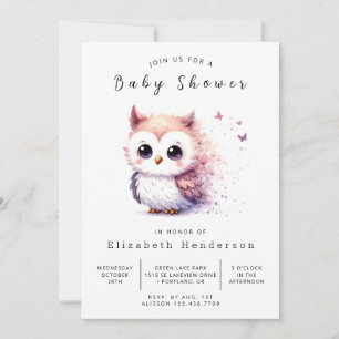Boho Forest Owl Babydusche Einladung